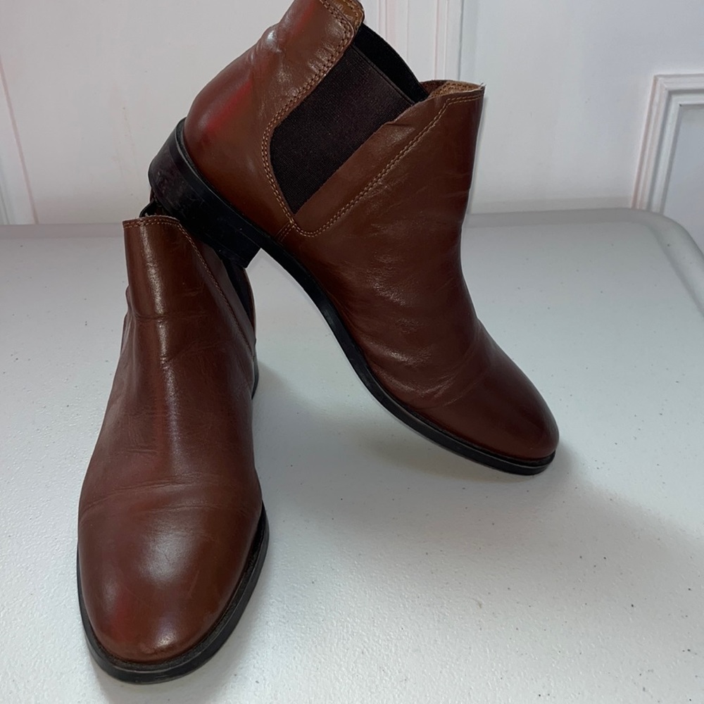 Topshop Kaiser Leather Chelsea pull on ankle boots, booties brown 39